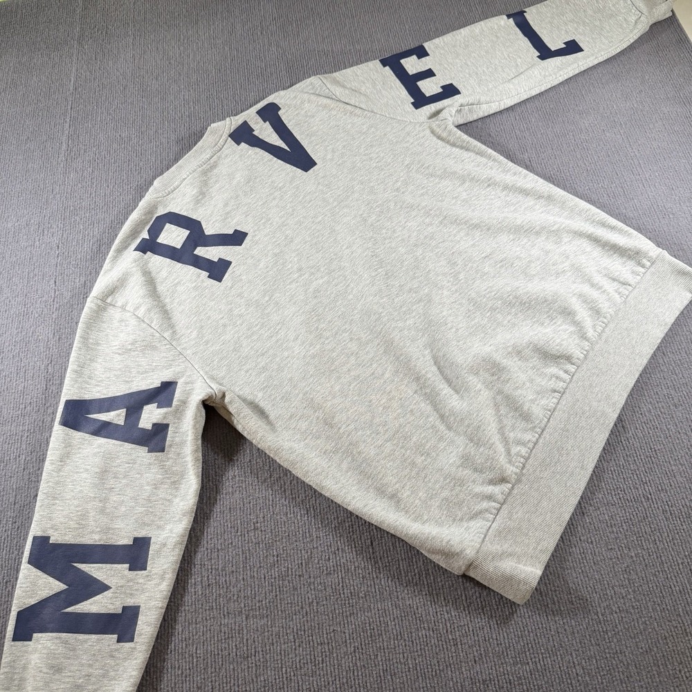 Marvel Logo Gray Sweater Mens Size M Medium Crew Neck‎ Long Sleeve